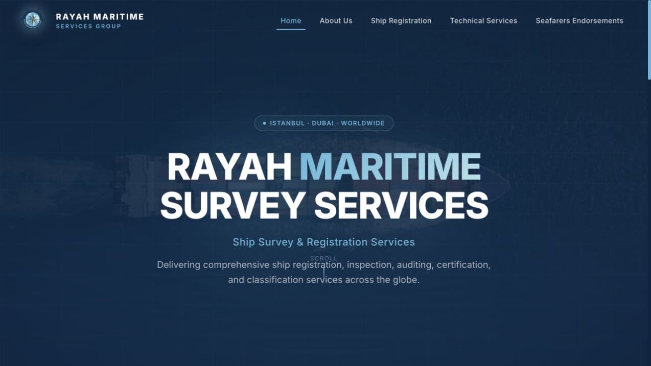 Rayah Maritime website on the Enginuity BV project deployment